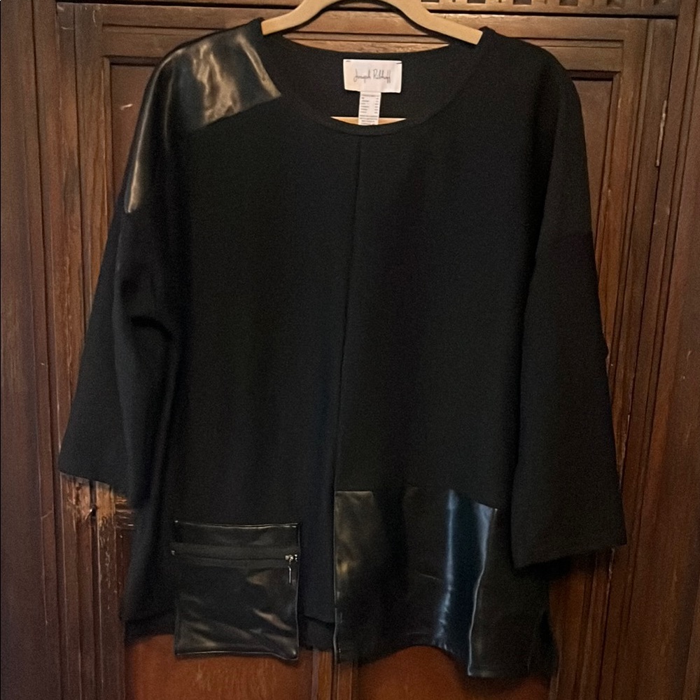 Joseph Ribkoff Black Tunic with Leather Accents